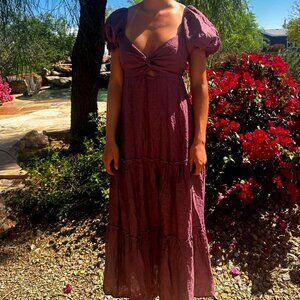 Women's Baily Blue Purple Dress with Puffy Sleeves, Size Small